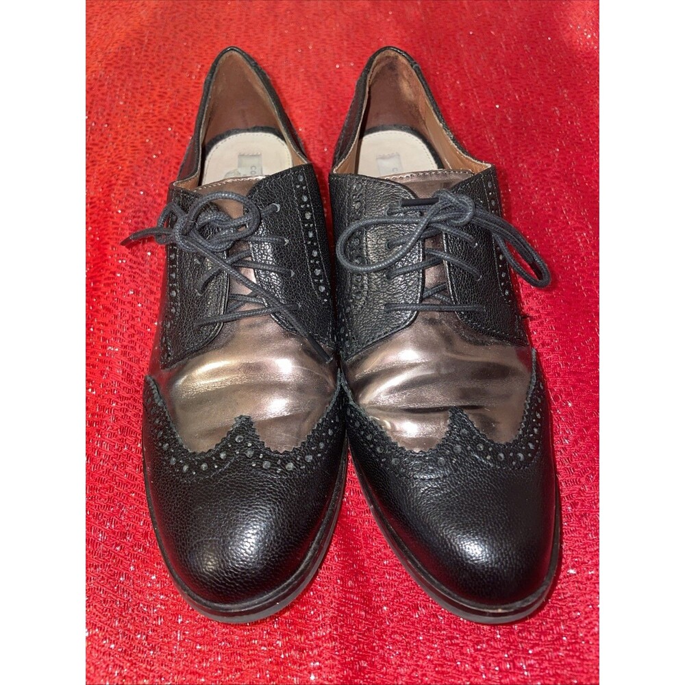 Women's Cole Haan Black Gold Wingtip Oxford Size 7.5B